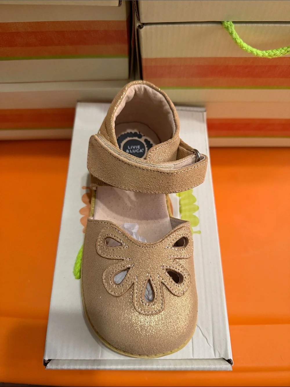 Livie & Luca Gold Glitter Petal Shoe